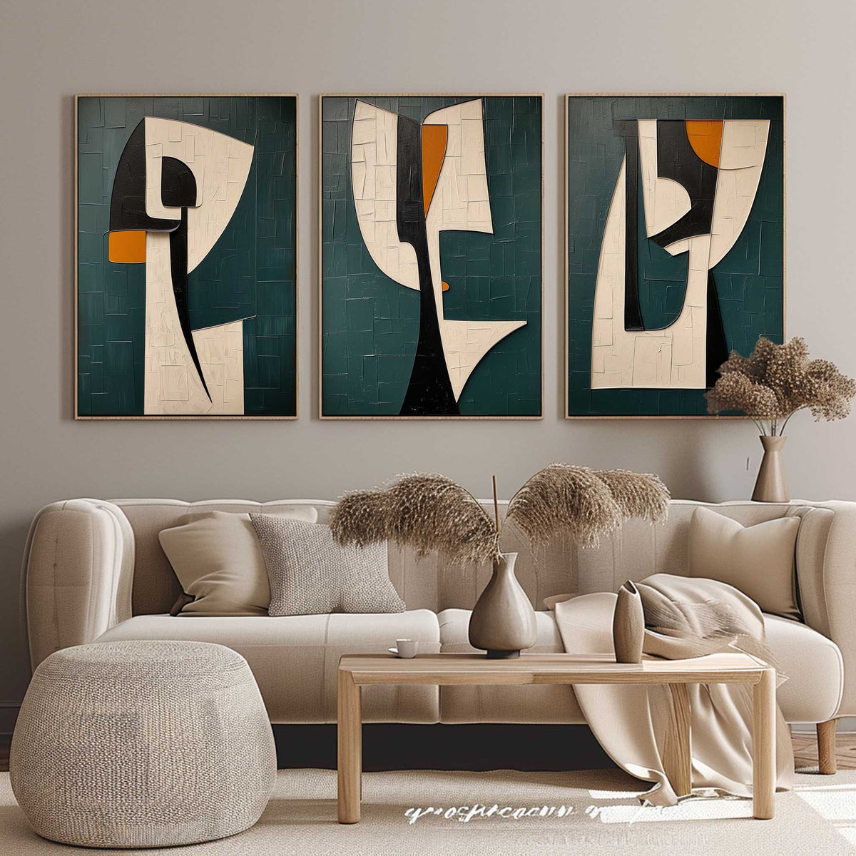 Ensemble de 3 peintures abstraites #SP149